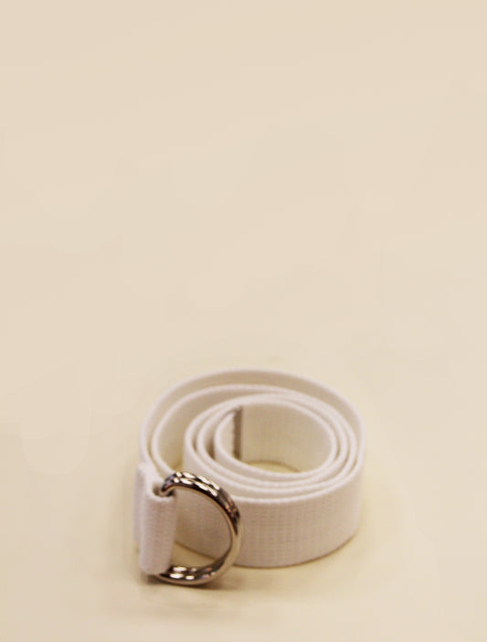YLICO White Fabric D-Ring Belt