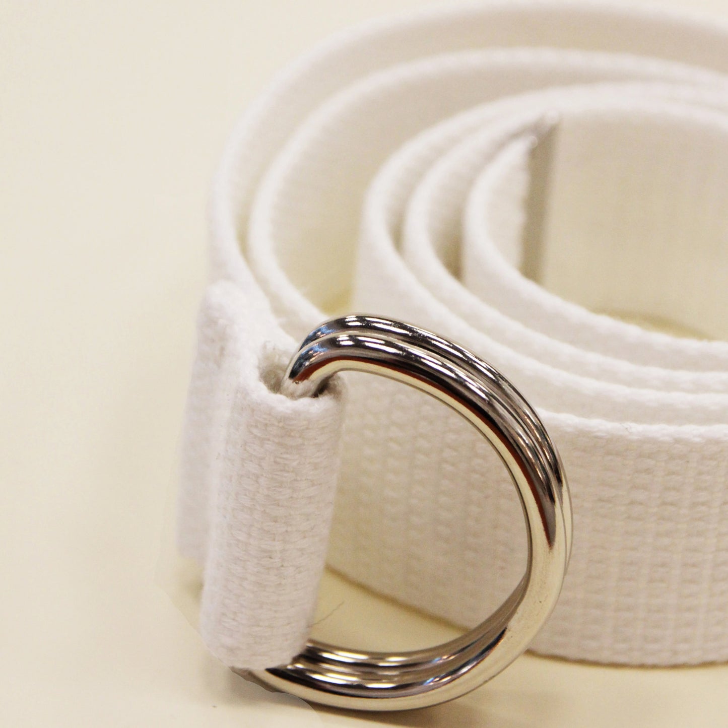 YLICO White Fabric D-Ring Belt