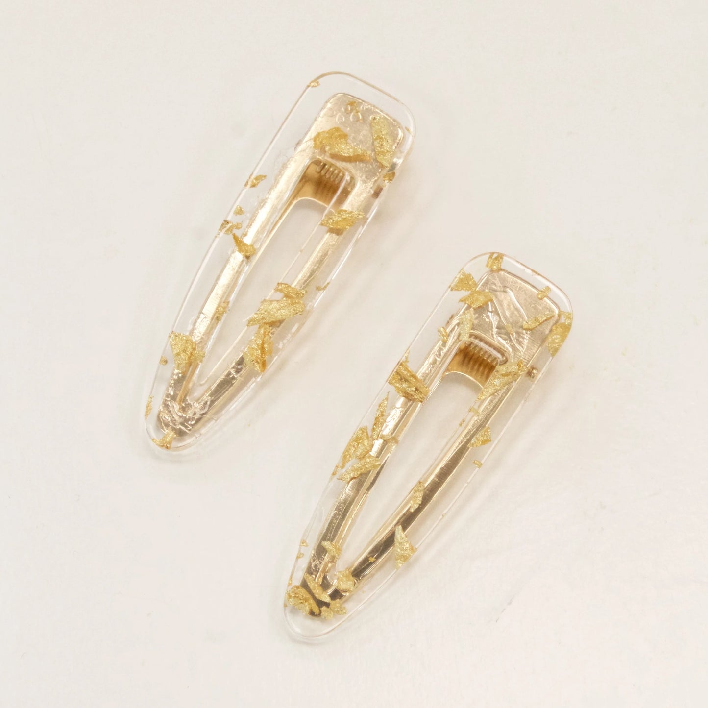 Set of Two Gold & Clear Speckled Hair Clips